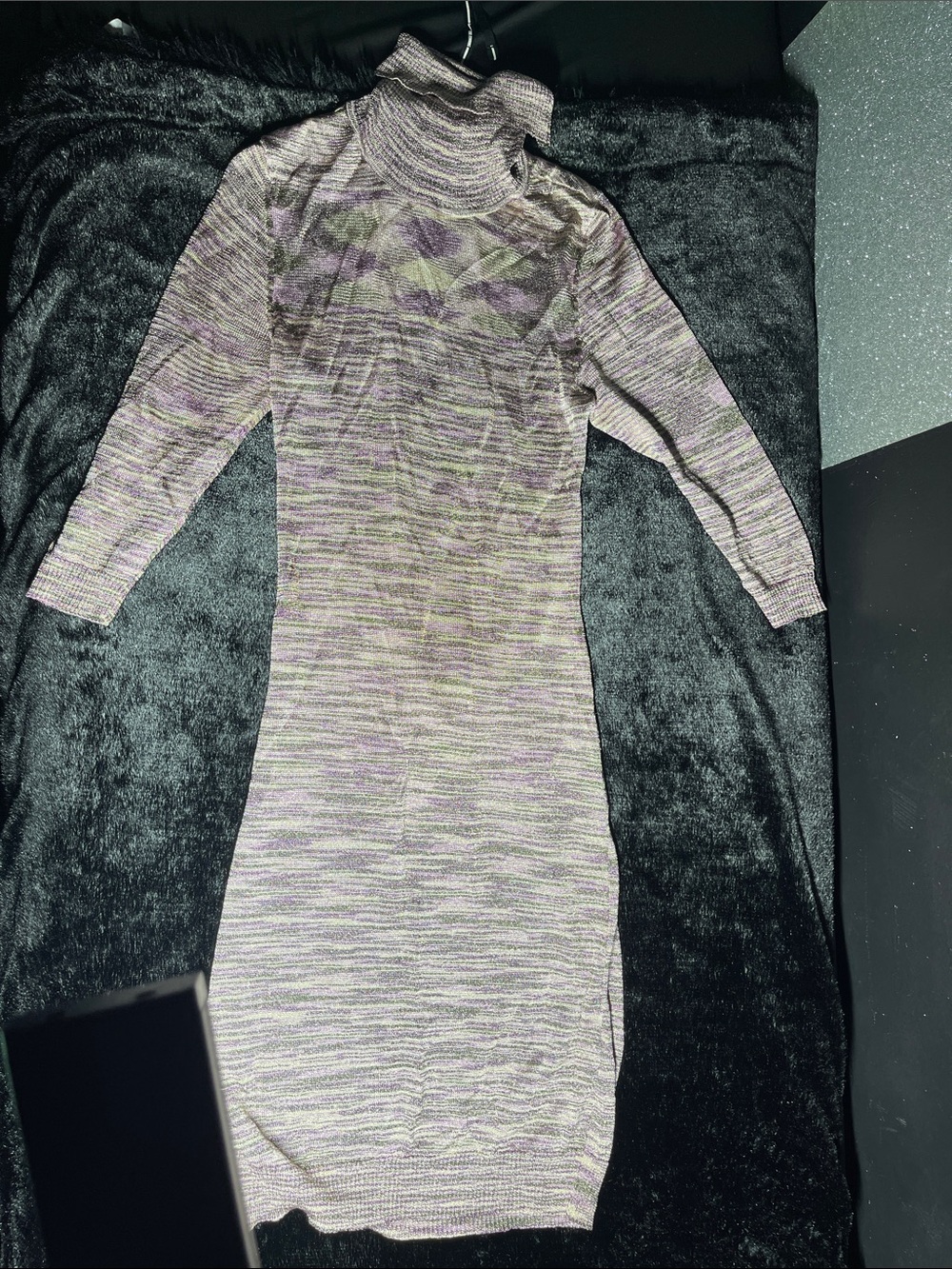 Long Sleeve Turtleneck Knit Dress in Lavender Mix.